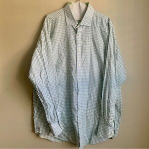 Jack Stone by Thomas Dean Men's white/green Checkered dress Shirt size 2XL